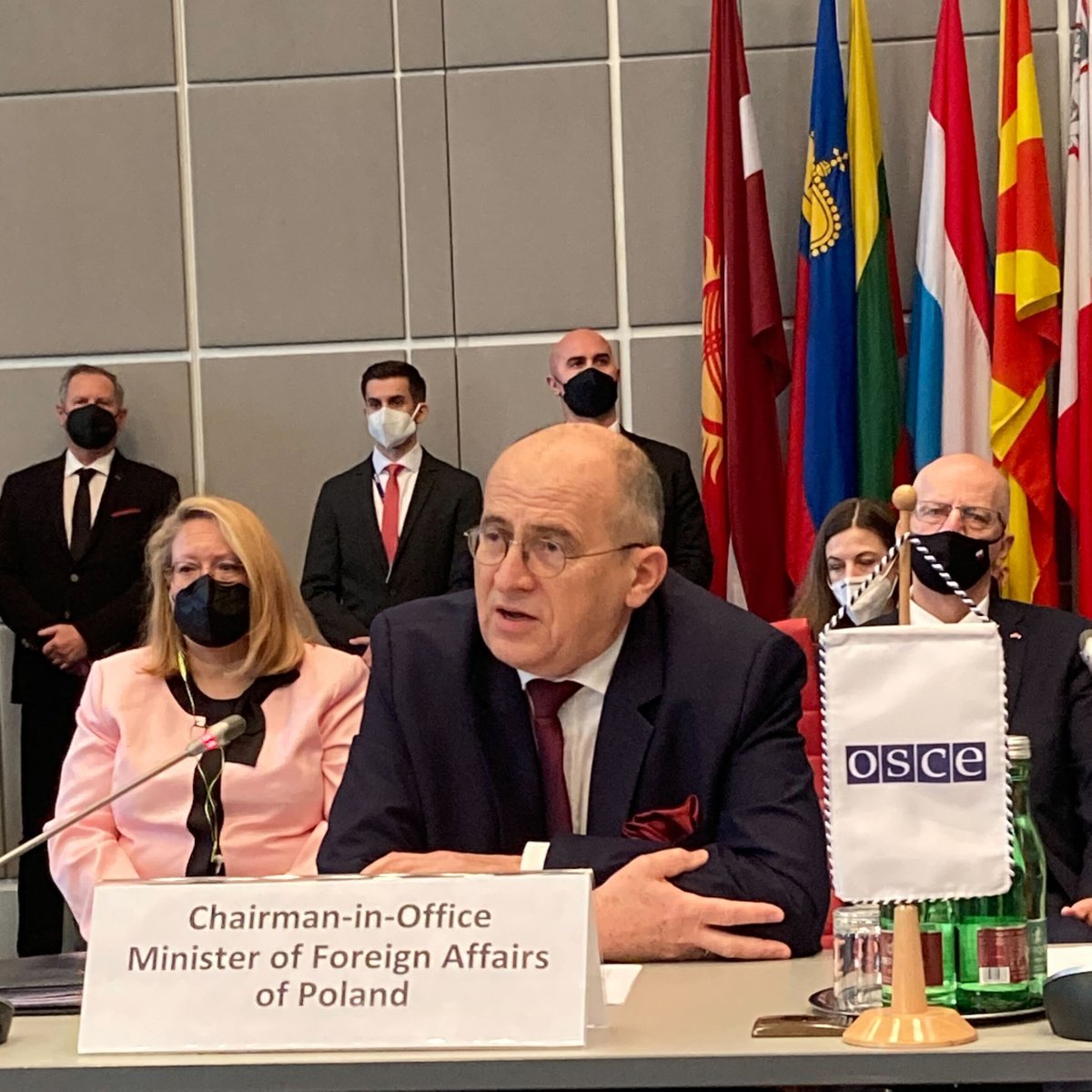 First meeting of the @OSCE Permanent Council in 2022. @RauZbigniew as the new Chair-in-Office PolandPoland, is presenting Poland's priorities for the year ahead