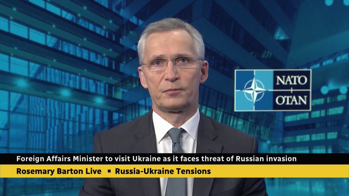 NATO Secretary General Jens Stoltenberg says that while there's an urgent need for diplomacy to resolve the crisis in eastern Europe, it's up to Russia, not Ukraine, to show flexibility