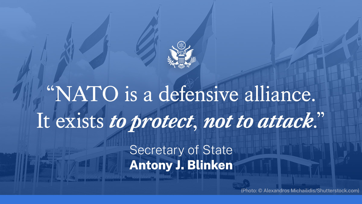 .@SecBlinken: Moscow is simultaneously driving the false narrative that @NATO is threatening Russia. These claims are all false
