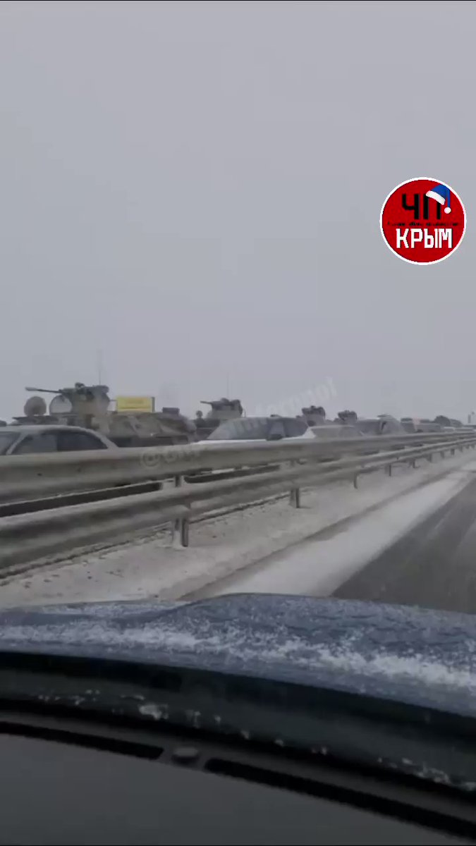 Big military column filmed in occupied Crimea