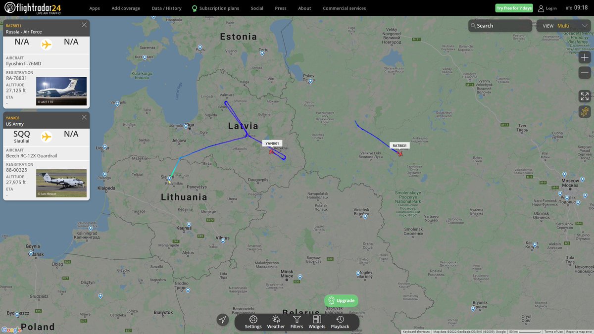 US Army RC-12X Guardrail YANK01 orbiting over Latvia