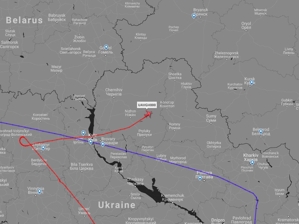 RQ-4 drone watching Ukraine-Russia-Belarus border closely