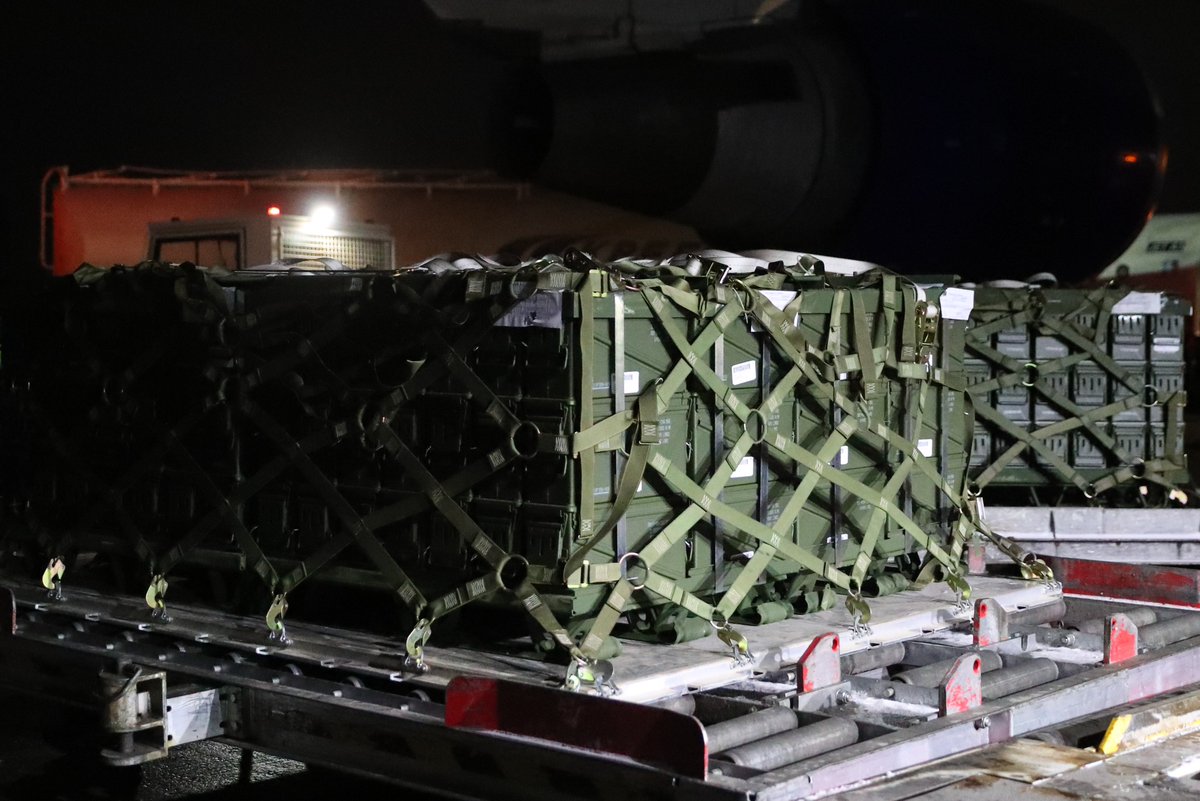 The first shipment of assistance recently directed by President Biden to Ukraine arrived in Ukraine tonight. This shipment includes close to  200,000 pounds of lethal aid, including ammunition for the front line defenders of Ukraine