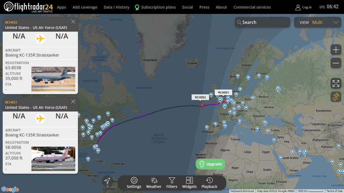 2x USAF KC135R RCH051/52 from NAS NAS Jacksonville to Europe