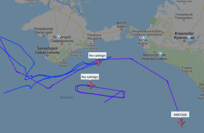 3 reconnaissance aircraft (2 US and 1 UK) are currently observing the Crimean and southern Russian coast