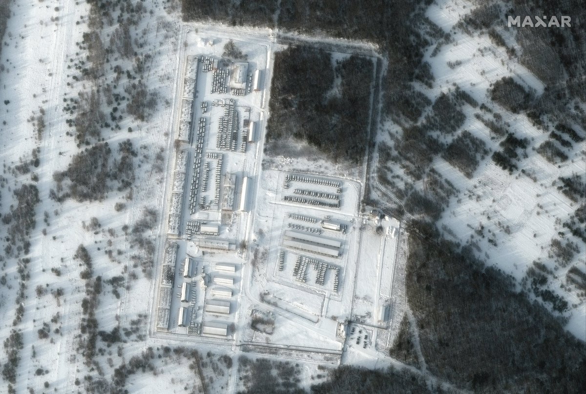 Klimovo, western Russia, near Belarus and Ukraine borders. Military equipment and storage facilities. Jan. 19