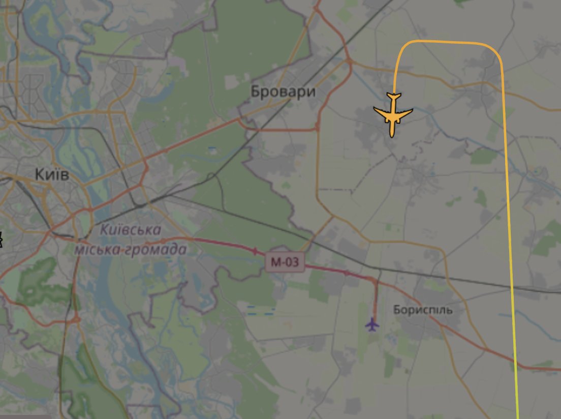 Turkish President arrives to Kyiv Ukraine. Turkish Presidential Fleet Airbus A330-200 TC-TUR TRK1 is about to land to Kyiv Boryspil