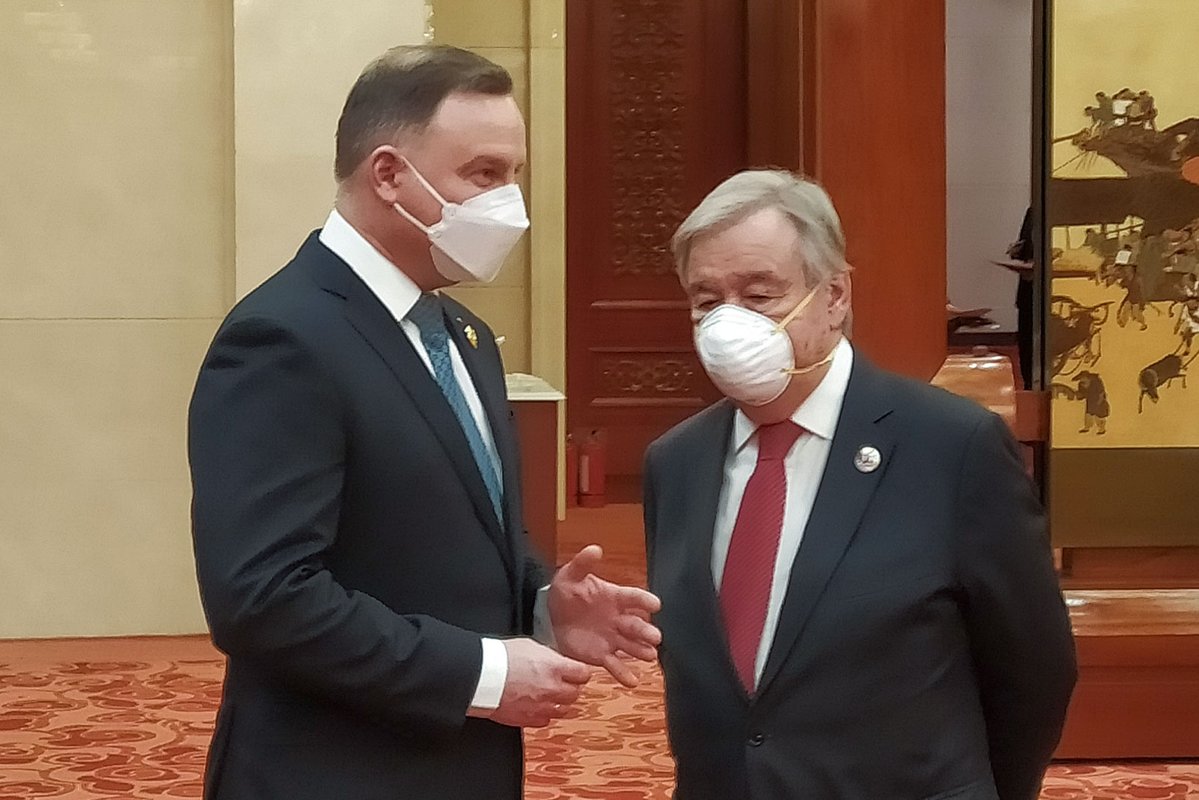 President @AndrzejDuda spoke in Beijing with the UN Secretary General António Guterres and, among others The Presidents of Kazakhstan, Kyrgyzstan and Uzbekistan. The main topics: security in the region and the situation around Ukraine