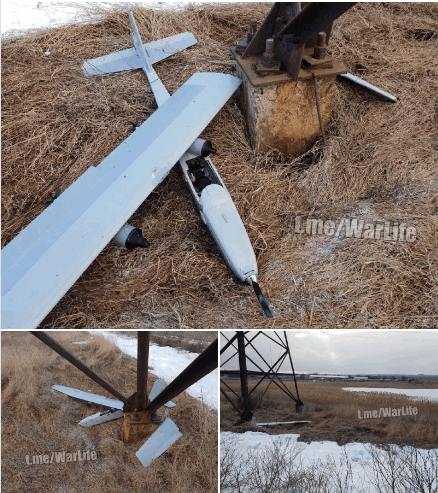 Drone armed with VOG grenade crashed into an electrical pylon near Hnutove and was found by Ukrainian military patrol