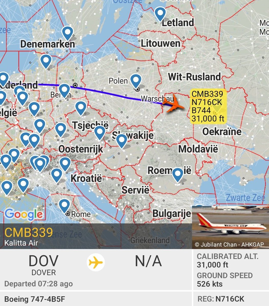 Kalitta Air N716CK (U.S. Transportation Command flight CMB339) is now over Ukraine, destination Kyiv Boryspil Airport seems increasingly likely.  Photo by @SpotterPD