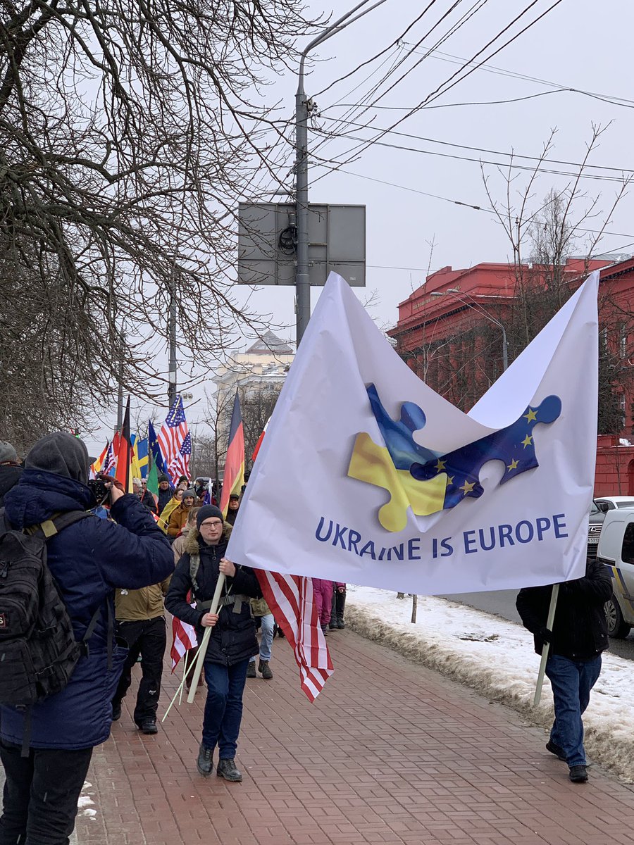 Foreigners living in Kyiv staged a protest in support of Ukraine