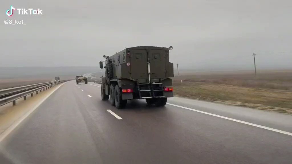 Russian military convoy filmed in Crimea