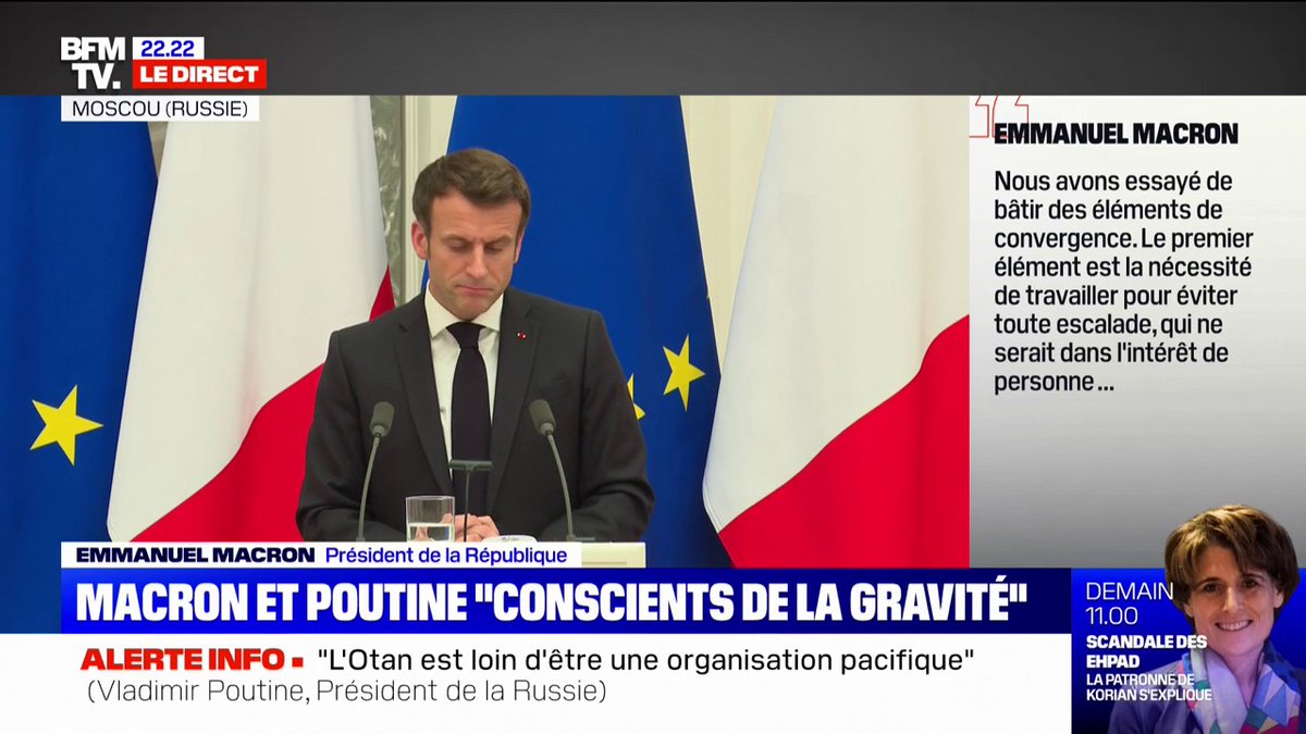 Macron after his meeting with Putin: We are both aware of the gravity of the situation