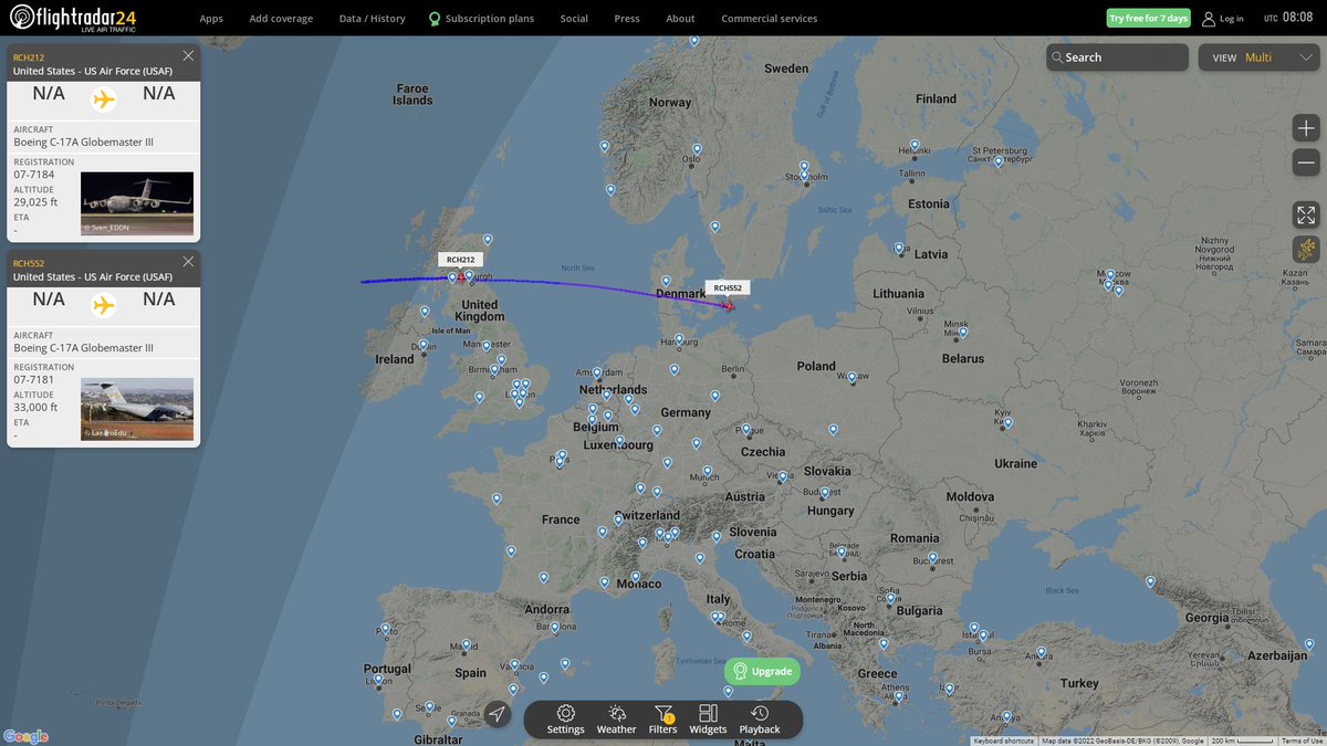 2x C17 Globemaster III RCH212/552 en route to Rzeszow  Poland