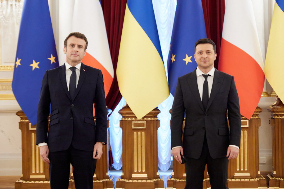 President Zelensky: Welcome to Ukraine @EmmanuelMacron. This is the first visit of the President of France to our country in 24 years. I'm convinced it will be fruitful for our states