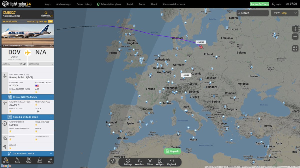 Another weapon flight to Ukraine National Airlines 747 CMB327 (USTransCom)
