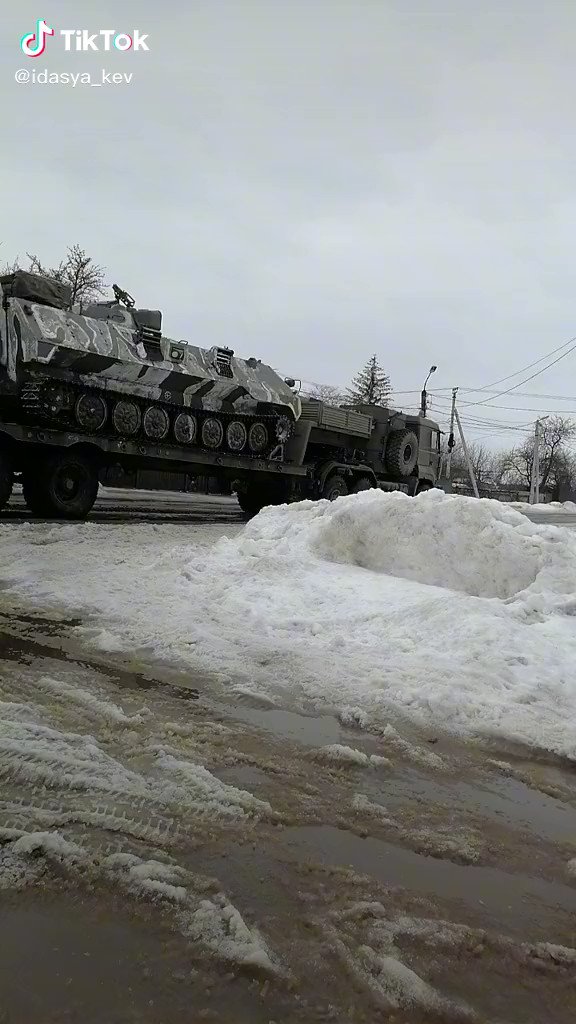 Military convoy filmed in Korenevo, Kursk region, next to border of Ukraine