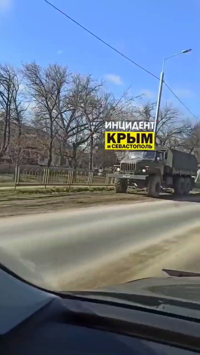 Road accident with military truck and a howitzer in Saki, Crimea. 1 injured