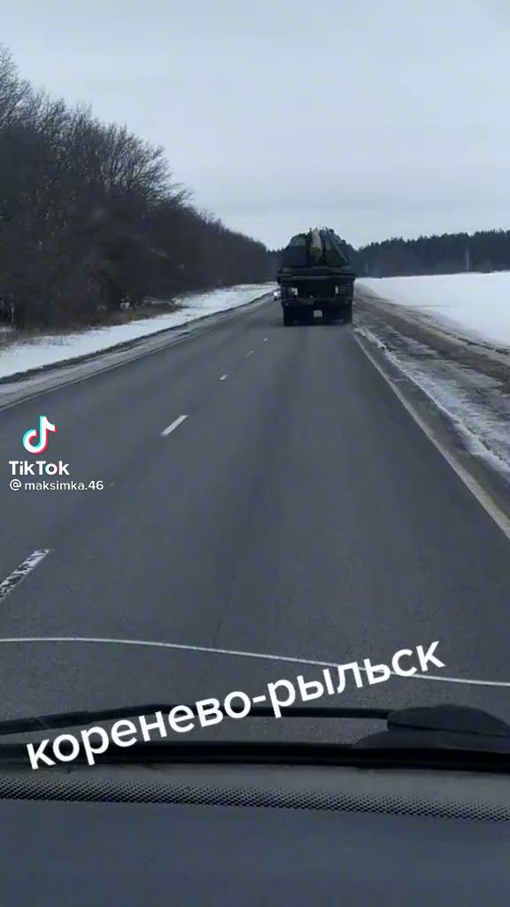 Military convoy filmed between Korenevo and Rylsk