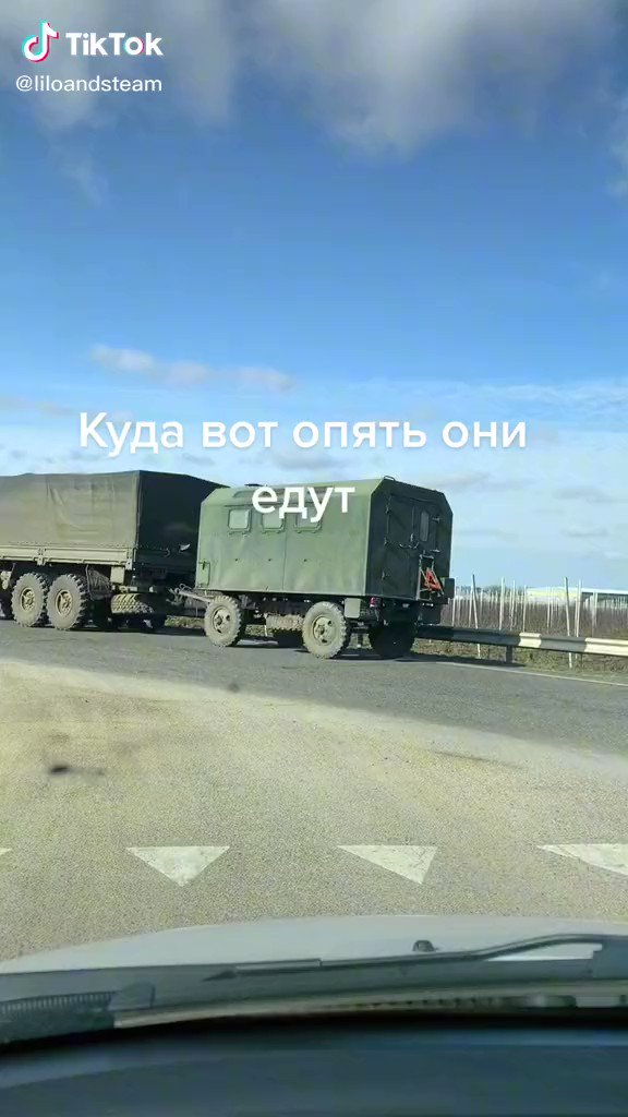 Military convoy filmed near Temryuk