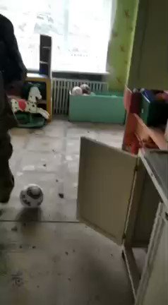 Video from site of kindergarten shelling this morning. The kindergarten was on Ukrainian controlled territory