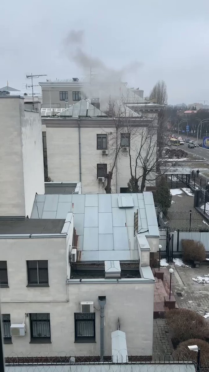 Smoke seen at Russian Embassy in Kyiv
