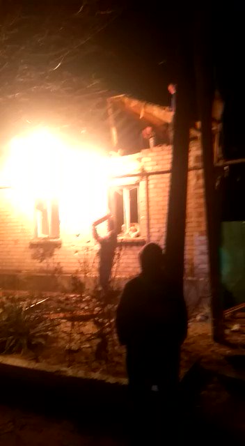 House caught fire in Stanytsa Luhanska as result of shelling
