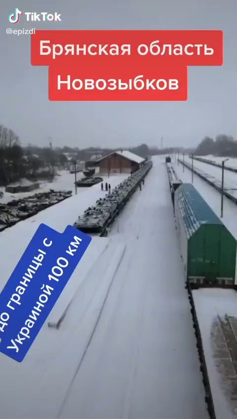 Video of BMP-1/2 IFV's from a train loading on flatbeds in Novozybkov, uploaded 9 hours ago geolocated at the train station 36km from Ukraine
