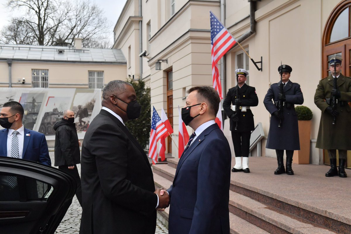 Meeting is underway between Minister of Defense of Poland @mblaszczak with @SecDef L. Austin in Warsaw