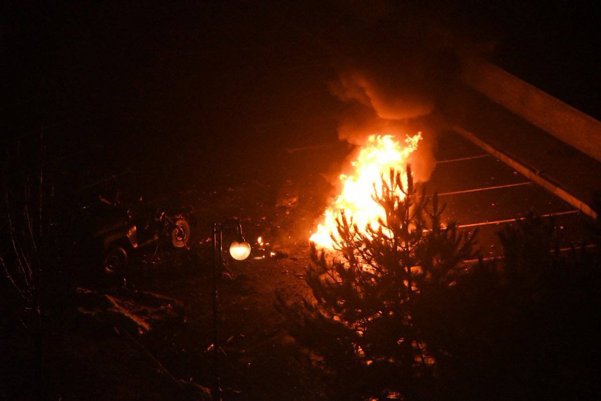 Image of burning car in Donetsk