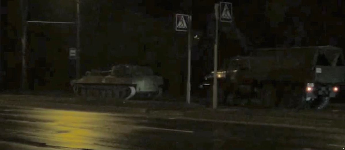 Self-propelled artillery seen in Donetsk yesterday