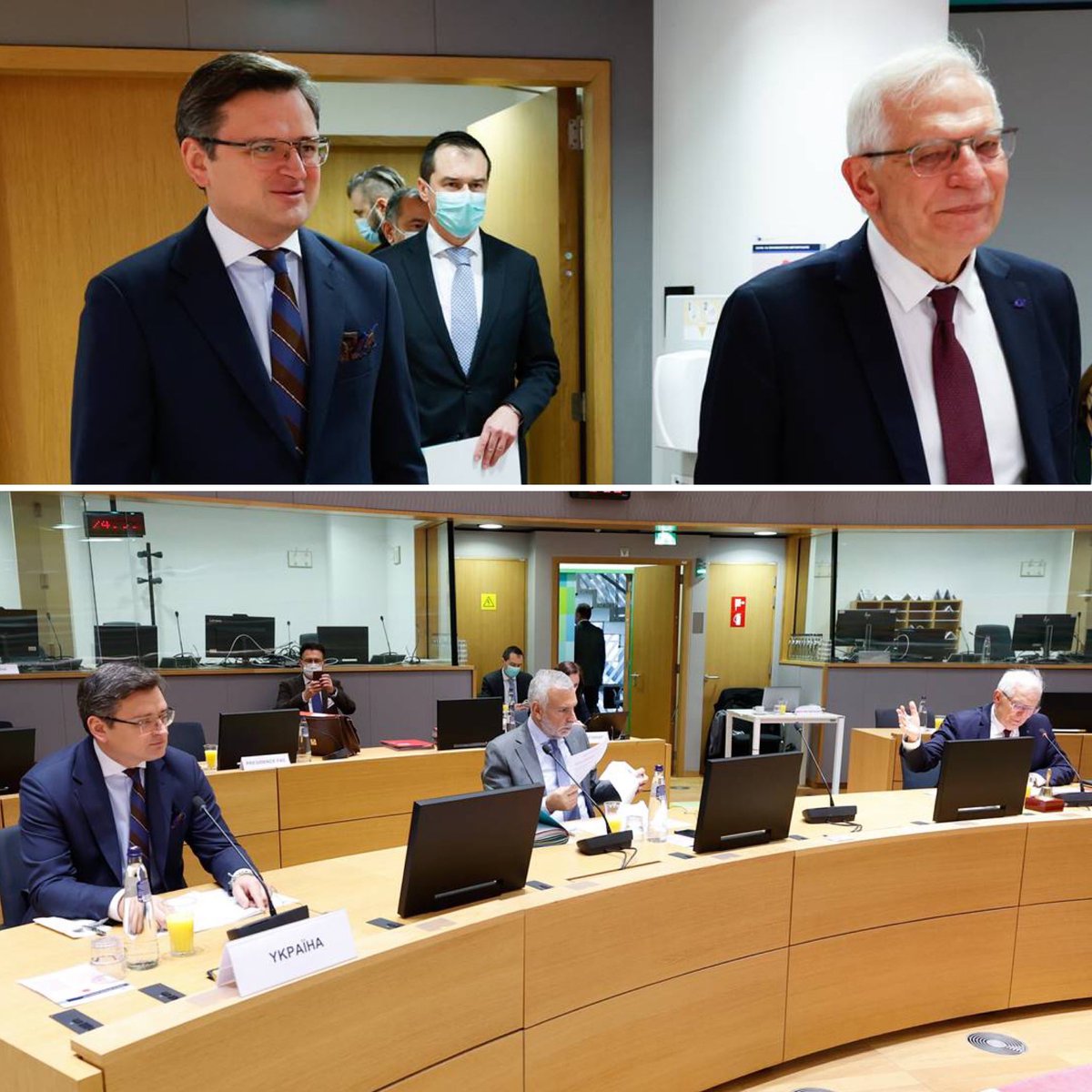 Josep Borrell: Glad to have Foreign Minister @DmytroKuleba at today's Foreign Affairs Council FAC to discuss latest developments in regards to our common European security.  This is not a Ukrainian crisis but a Russian crisis, as it was created by Russia