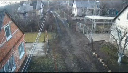 CCTV footage from a building in village near Schastia shows an apparent shelling