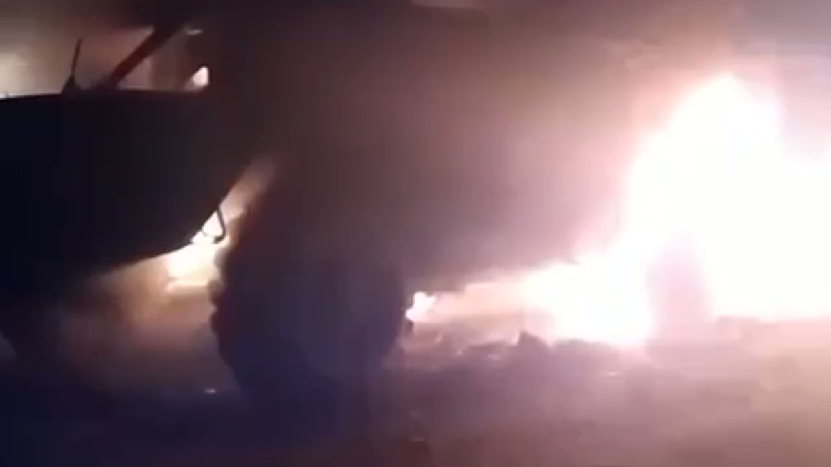 Russian military vehicle targeted with molotov cocktail
