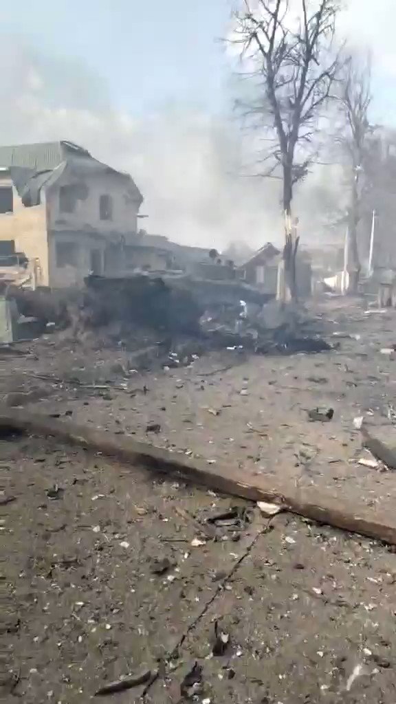 More video of completely destroyed Russian column in Bucha