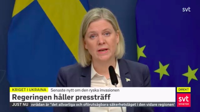 Sweden just announced it will deliver 5000 anti-armour rocket launchers, 5000 body armour kits, 5000 helmets, and 135,000 field rations to the Ukrainian armed forces