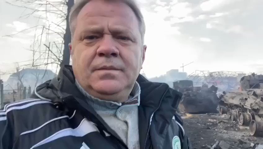 Russian column destroyed in Bucha town