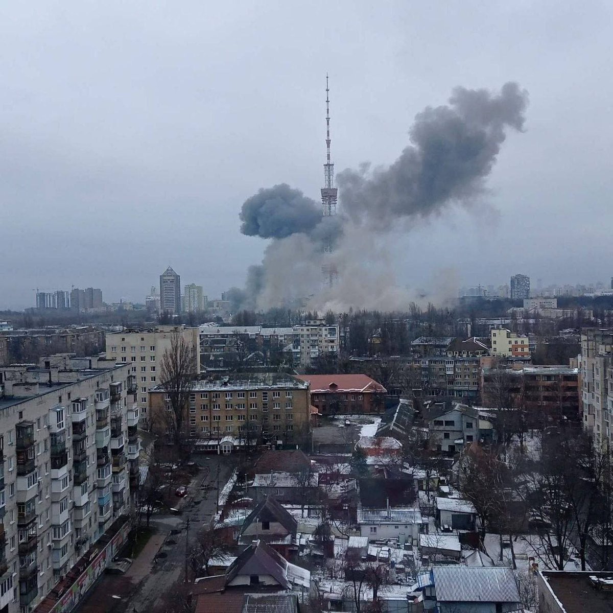 Russian missile targeted area of TV tower in Kyiv