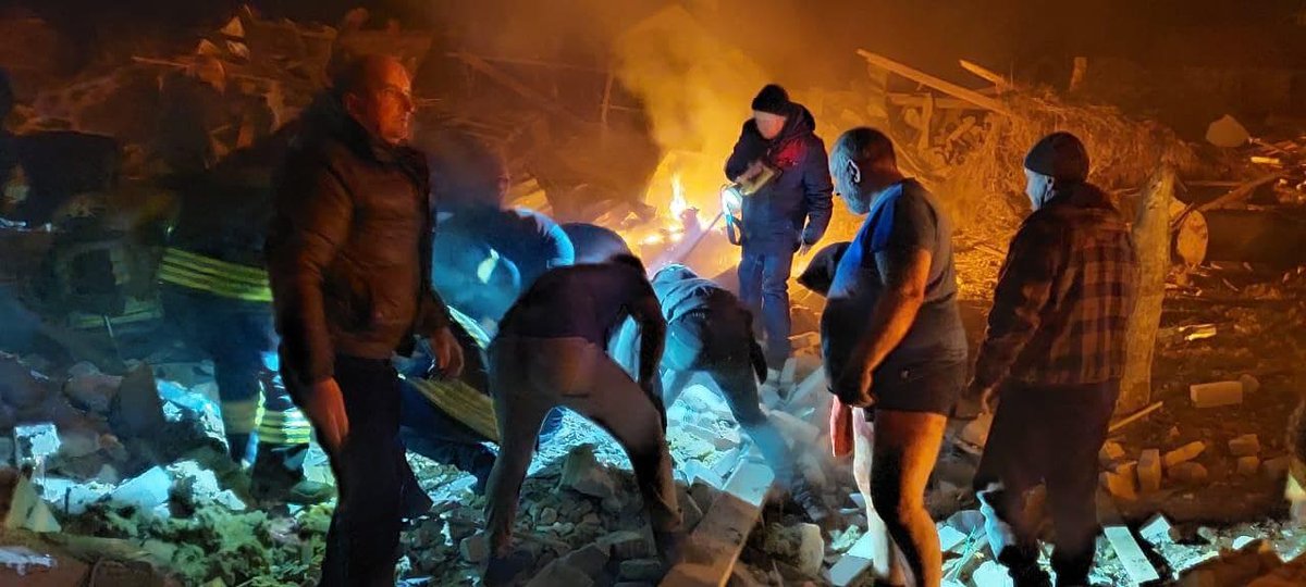 Zhytomyr: 10 houses destroyed, 3 caught fire, windows smashed in city hospital. 2 killed, 3 wounded. Rescuers looking for survivors under rubble