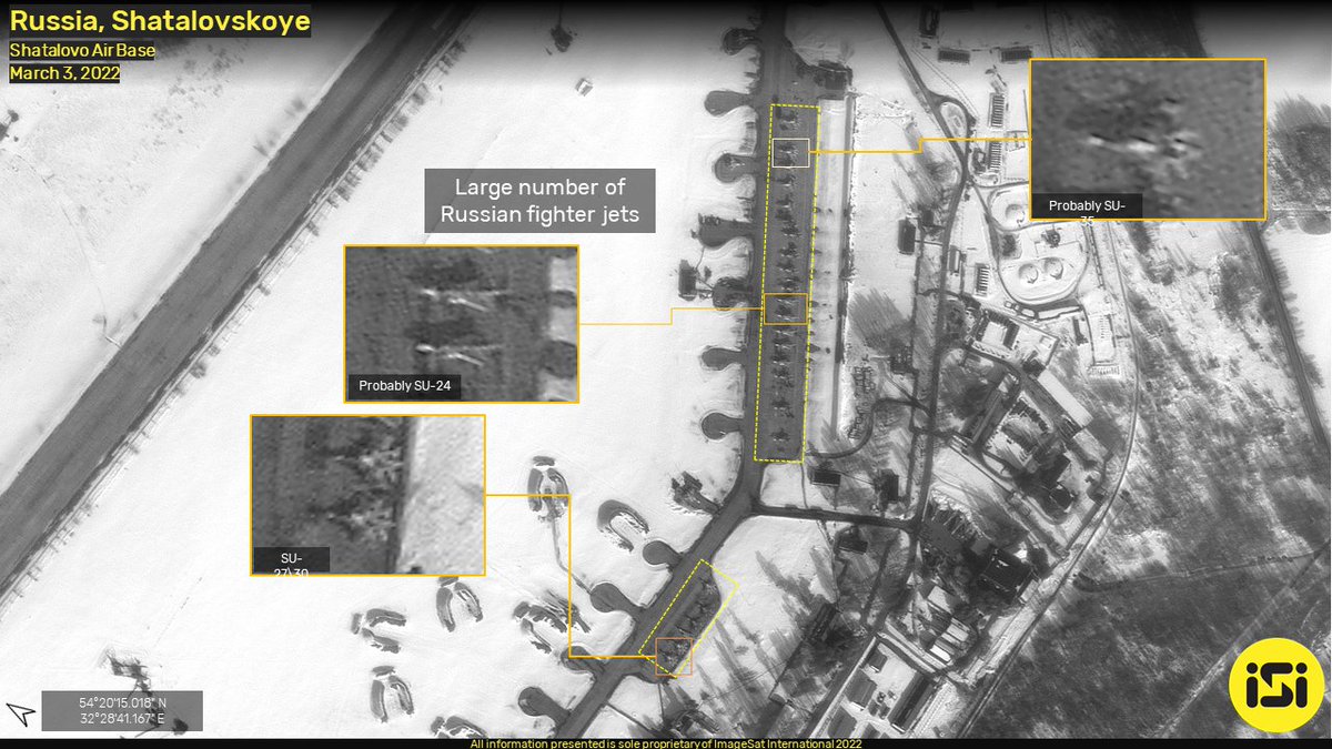ISI reveals: Minsk, Belarus and southwestern Russia, Gathering of aircraft (attack helicopters, fighter jets and cargo planes) at several bases near the Ukrainian border