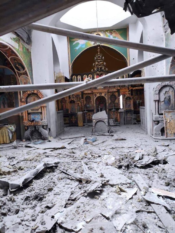 Russian army shellin destroyed a church in Bobryk village of Kyiv region