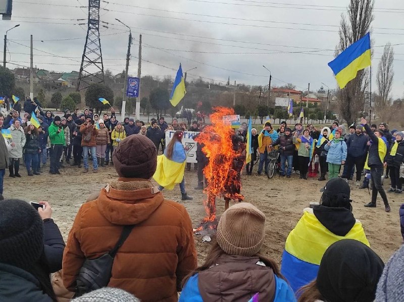 Rally against Russian occupation in Melitopol'