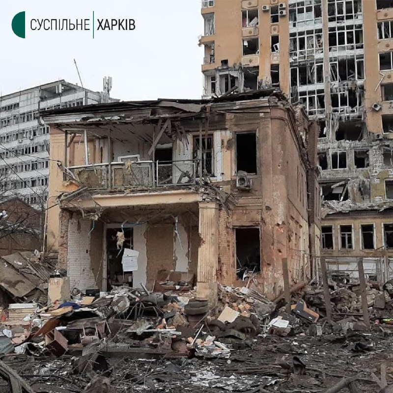 Consequences of the air strike near the Heroes of the Heavenly Hundred Square in Kharkiv