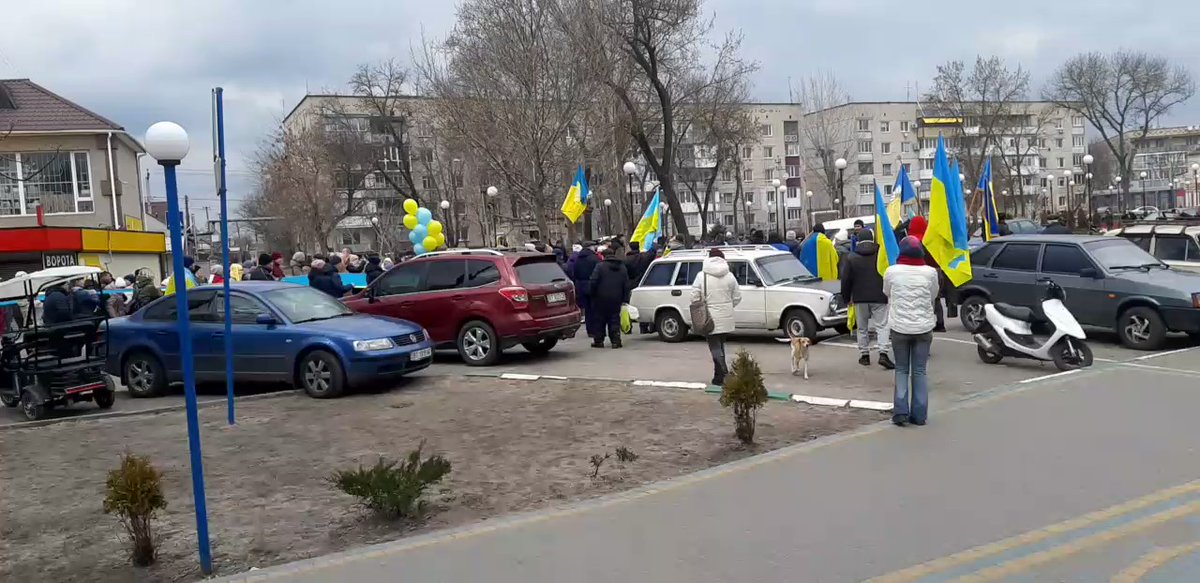 Big rally today in Hola Prystan', Kherson region against Russian occupation