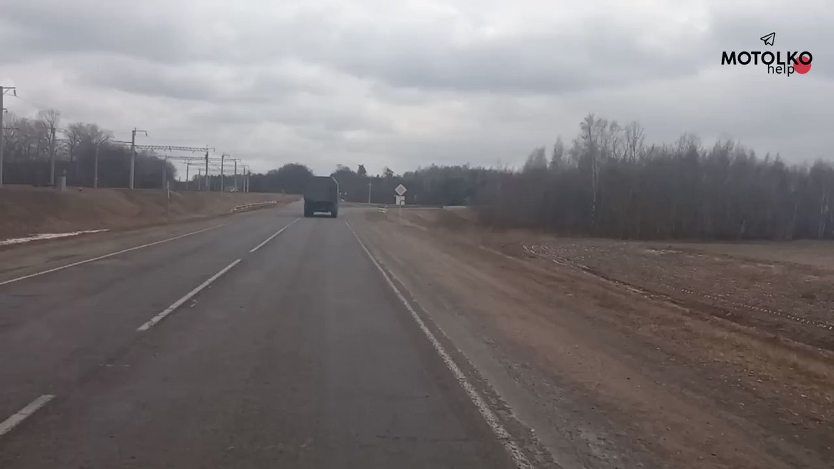 14:48 (Minsk time)  A column of 7 military KamAZ trucks of the Russian Armed Forces with identification marks V and Flammable signs was moving along the R-149 highway from Zhlobin towards Svetlahorsk.  It is notable that the vehicles did not have license plates