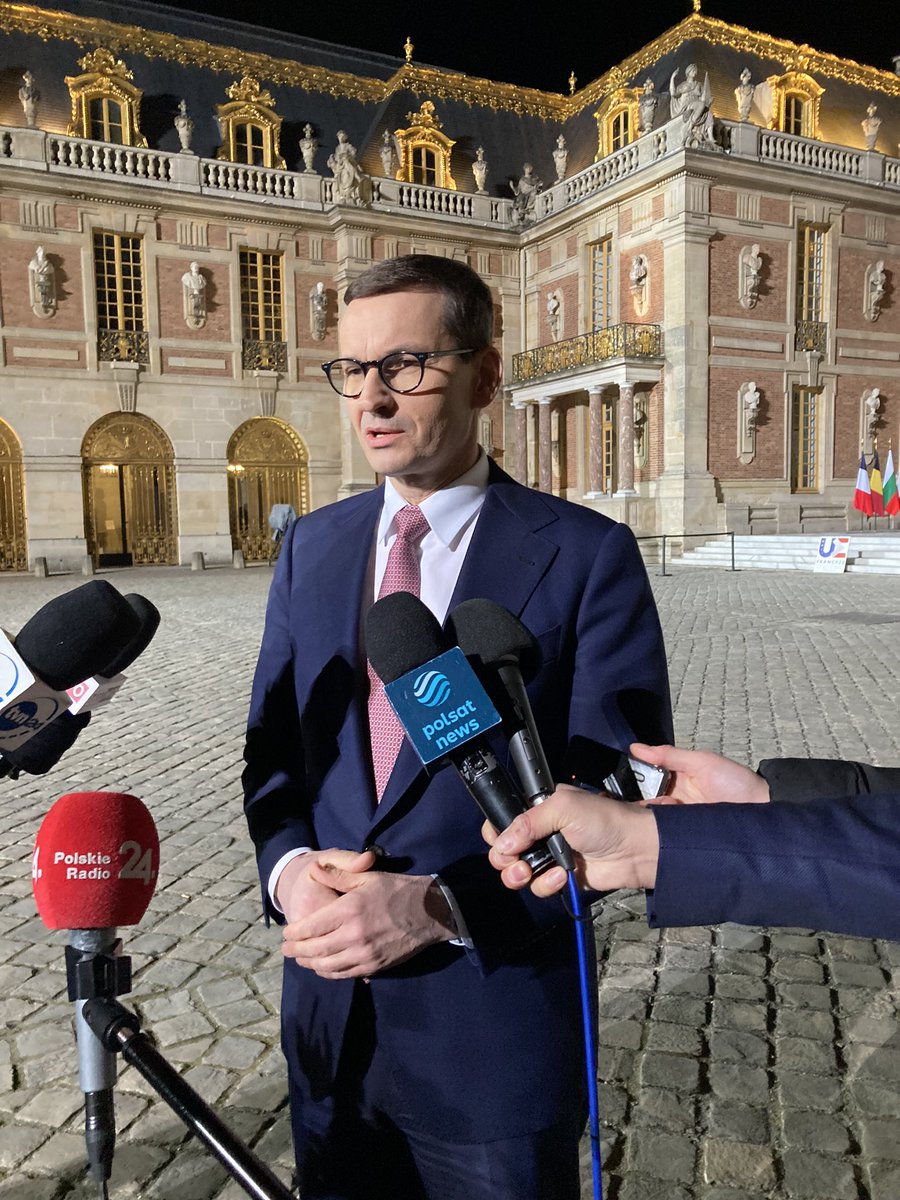 Poland's PM @MorawieckiM at the informal EU summit in Versailles: it is not a typical war, it is a massacre, part of the EU elite says that the matter is settled