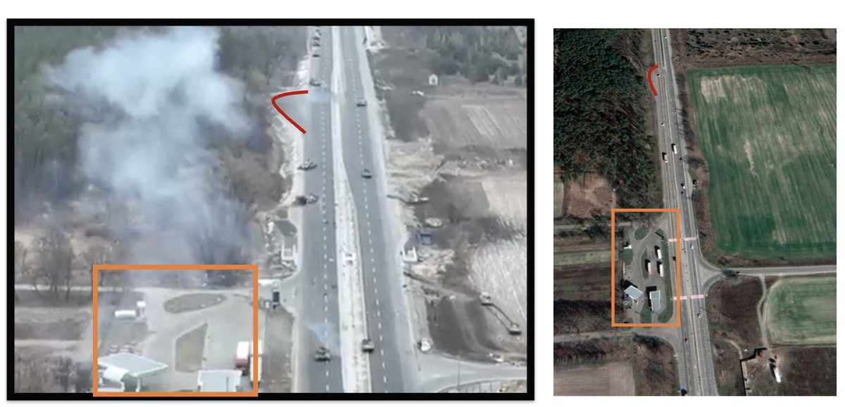 Geolocation of ambush of Russian military vehicles in  Zalissya, Kyiv Oblast