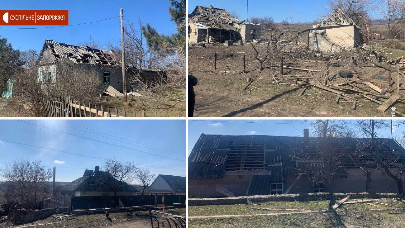 Damage in Komyshuvakha village of Zaporizhiye region after shelling with MLRS GRAD