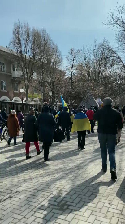 New demonstration against Russian occupation in Berdiyansk today