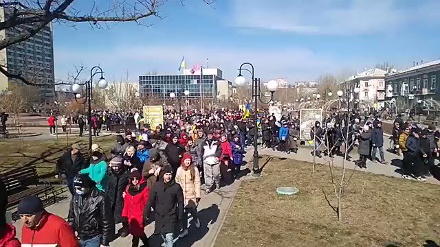 Rally against Russian occupation in Berdyansk, Zaporizhiye region